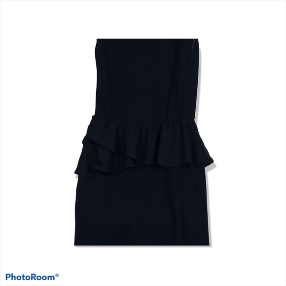 MOSCHINO Faux Wrap Ruffle Wool Black Midi knit Dress Size US 8 GB10 F38 - Picture 11 of 14